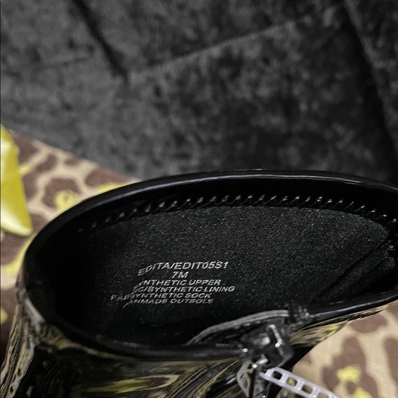 Steve Madden Black Heeled Boots with Rhinestone Trim - Picture 7 of 8